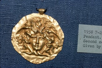 Roman Jewellery Gold Pendant, Head of Gorgon, 2nd century. Artist: Unknown.