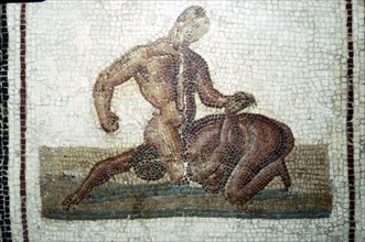 Roman Mosaic Wrestlers, c2nd-3rd century. Artist: Unknown.