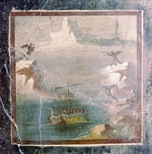 Roman wall-painting, Ulysees and the Sirens, Pompeii, 1st century. Creator: Unknown.