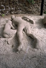 Casts of victims of eruption of Vesuvius in AD79, Pompeii, Italy, c20th century. Creator: Unknown.