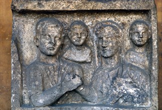Roman Family on a grave-slab. Artist: Unknown.