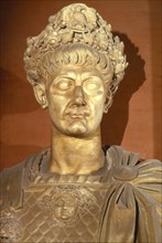 Bust of Nero, Roman Emperor AD54-68, in crown and chestplate, c1st century. Artist: Unknown.