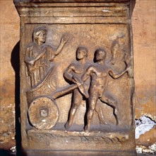 Roman relief, Kleobis and Biton draw their mother by chariot, c1st-3rd century. Artist: Unknown.