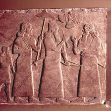 Assyrian Relief,  Ashurnasirpal II with attendants, 9th century BC. Artist: Unknown.