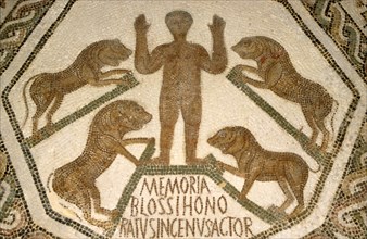 Early Christian/Roman mosaic of Christian attacked by lions, c1st-2nd century.  Artist: Unknown.