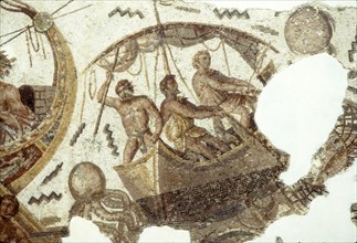 Roman Mosaic of Fishing Boat, c2nd-3rd century. Artist: Unknown.