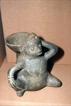 Monkey whistling Jar in Grey pottery, Monte Alban, Oaxaca, Mexico, 300-900. Artist: Unknown.
