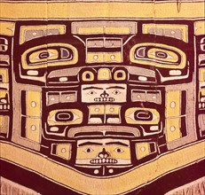 Chief's Blanket with Bear Design, Totemism,Tungit Tribe, Pacific Northwest Coast Indians. Artist: Unknown.