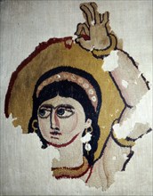 Coptic Textile, Female Head Portrait, Egypt, 6th-7th century.  Artist: Unknown.
