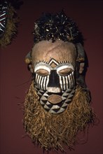 Mask used in initiation ceremony from Kuba, Zaire. Artist: Unknown.