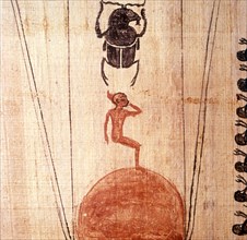 Scarab-beetle, God with Infant Sun and Sun-Disc below, c11th century BC Artist: Unknown.