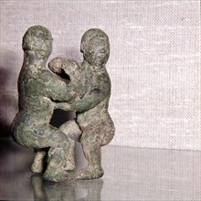 Chinese Bronze Wrestlers, Late Zhou Dynasty, 4th century BC-3rd century BC. Artist: Unknown.