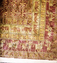 Corner of Pile Carpet from Tomb at Pazyryk, Altai, USSR, 5th century BC-4th century BC. Artist: Unknown.