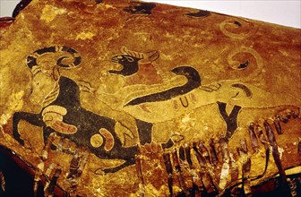 Saddle-Cover of Eagle-Griffin attacking Ibex, Pazyryk, Altai Region, 5th century BC-4th century BC. Artist: Unknown.