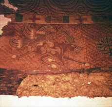 Wall-hanging of griffin attacking an elk, from Kurgan, Northern Mongolia, c1st century BC.  Artist: Unknown.