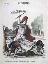 'La Republique Chassant la Basse-cour des Tuilleries', allegorical cartoon, 1870-1871. Artist: Anon