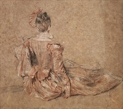 Study of a woman seen from the back by Jean-Antoine Watteau, 1716-1718.  Artist: Jean-Antoine Watteau
