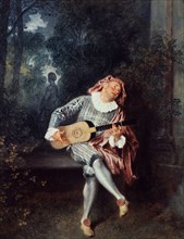 'Mezzetin', 1718-1720. Artist: Jean-Antoine Watteau