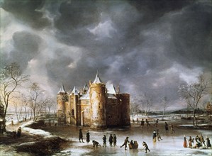 'The Castle of Muiden in Winter', 1658. Creator: Jan Abrahamsz Beerstraten.