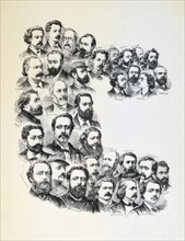 Poster with portraits of the Communards, Paris Commune, 1871.  Artist: Anon