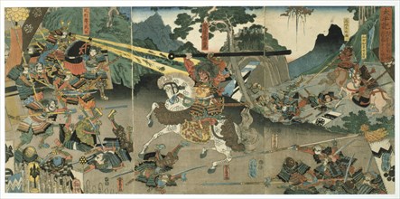 'Battle', from the series '47 Faithful Samurai', 1850-1880. Artist: Utagawa Yoshitora