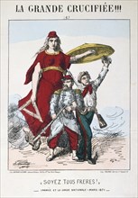 'Soyez les Freres!', allegory of Republican France, 1871.  Artist: E Courtaux