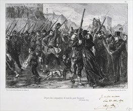 French soldiers departing for Buzenval, Siege of Paris, Franco-Prussian War, 18 January 1871 (1872). Artist: Auguste Bry