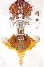 'The Firebird', costume design for Tamara Karsavina in Stravinsky's ballet The Firebird, 1910. Artist: Leon Bakst