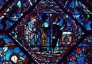 Mass of St Giles, stained glass, Chartres Cathedral, France, 1194-1260. Artist: Unknown