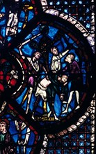 The pilgrim attacked by thieves, stained glass, Chartres Cathedral, France, 1205-1215. Artist: Unknown