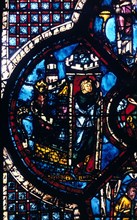 The pilgrim leaves Jerusalem for Jericho, stained glass, Chartres Cathedral, France, 1205-1215. Artist: Unknown