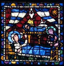 The Nativity, stained glass, Chartres Cathedral, France, 1194-1260. Artist: Unknown
