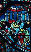 Miracle of the flowering lances, stained glass, Chartres Cathedral, France, c1225. Artist: Unknown