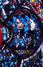 Adam and Eve, stained glass, Chartres Cathedral, France, 1205-1215. Artist: Unknown