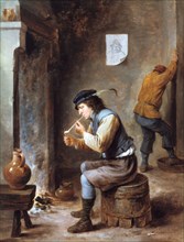 'Smoker in front of a Fire', 17th century. Artist: David Teniers II
