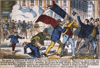 Uprising leading to the establishment of the Paris Commune, 1871.  Artist: Anon