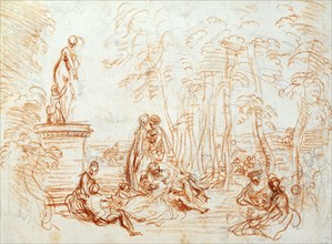 'The Pleasure of Love', sketch, 18th century.  Artist: Jean-Antoine Watteau