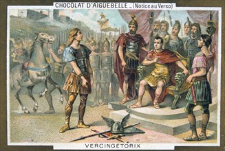 Vercingetorix surrenders to Julius Caesar, c46 BC, (19th century). Artist: Unknown