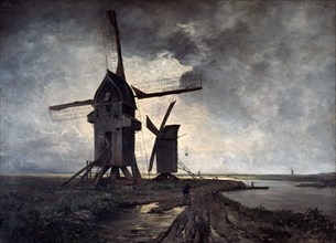 'Windmills of the Surrounding Landscape of Lille', 1877.  Artist: Emmanuel Lansyer