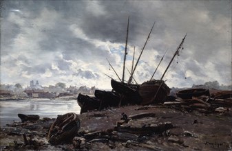 'Boats Waiting for the Tide', 1882.  Artist: Emmanuel Lansyer