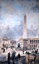 'Obelisk of Luxor and the Place de la Concorde', 1891.  Artist: Emmanuel Lansyer