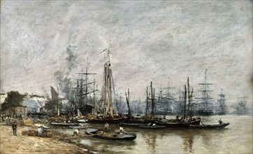 'The Harbour of Bordeaux', 1874. Artist: Eugene Louis Boudin
