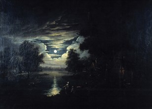 'Moon reflected in a lake', 17th century. Artist: Anon