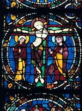 Christ on the Cross, stained glass, Chartres Cathedral, France, 1194-1260.. Artist: Unknown
