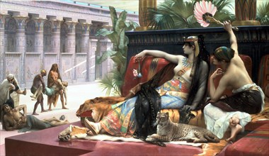 'Cleopatra testing poisons on those condemned to death', late 19th century.   Artist: Sir Lawrence Alma-Tadema