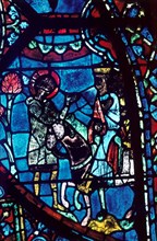 Baudoin tells Charlemagne of the death of Roland, stained glass, Chartres Cathedral, 1194-1260. Artist: Unknown