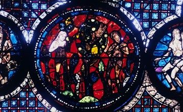 Adam and Eve (The Fall of Man), stained glass, Chartres Cathedral, France, 1194-1260. Artist: Unknown