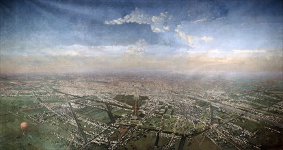 'Overall View of Paris, Taken from the Observatory in a Balloon', 1855. Artist: Unknown