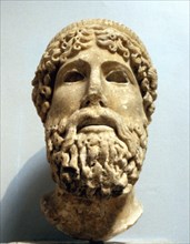 Marble head, probably of the Ancient Greek god Zeus, possibly 1st century BC. Artist: Unknown