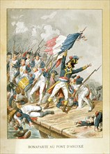 Napoleon at Arcola Bridge, 15 November 1796. Artist: Anon